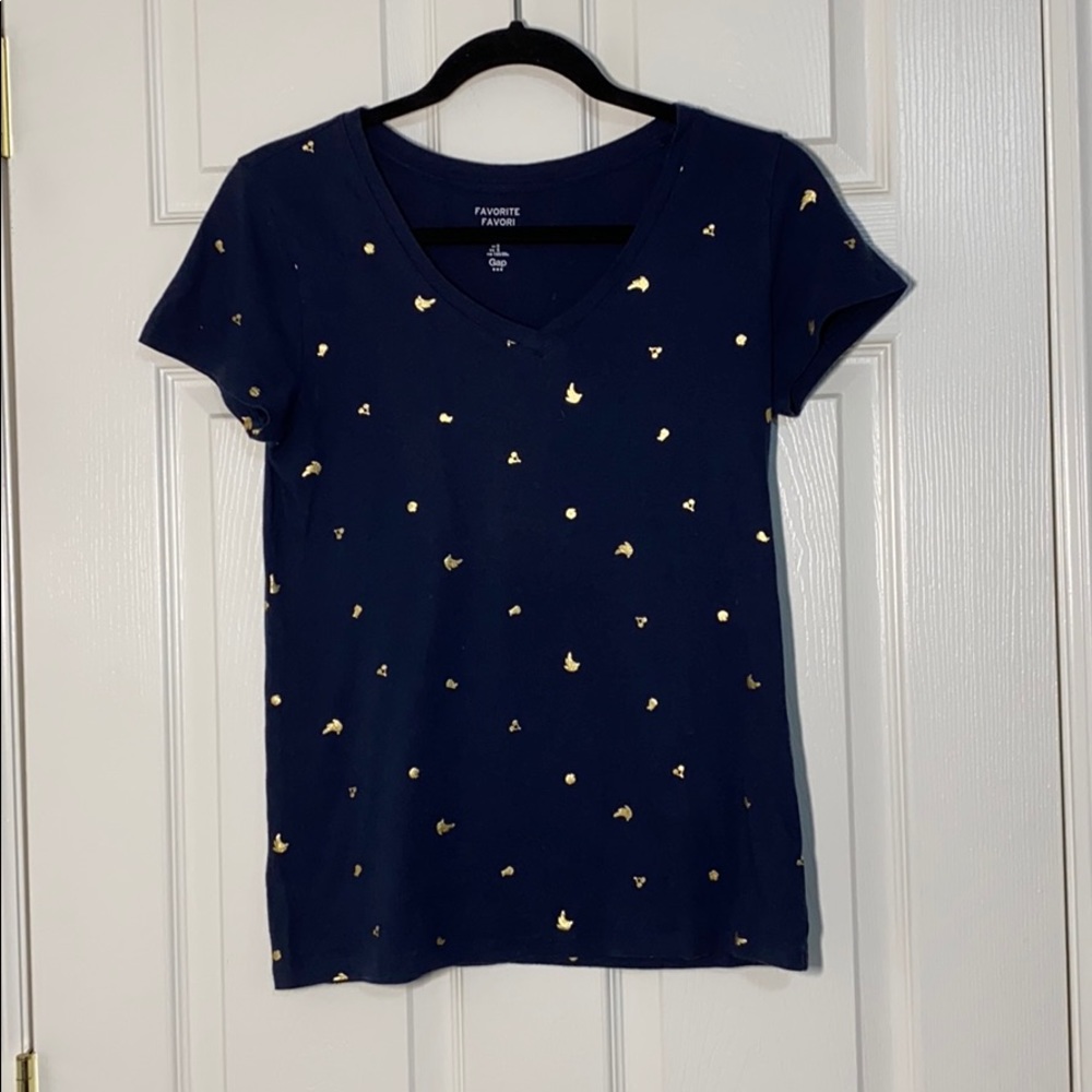 COPY - Women’s small v-neck navy blue and gold t-…
